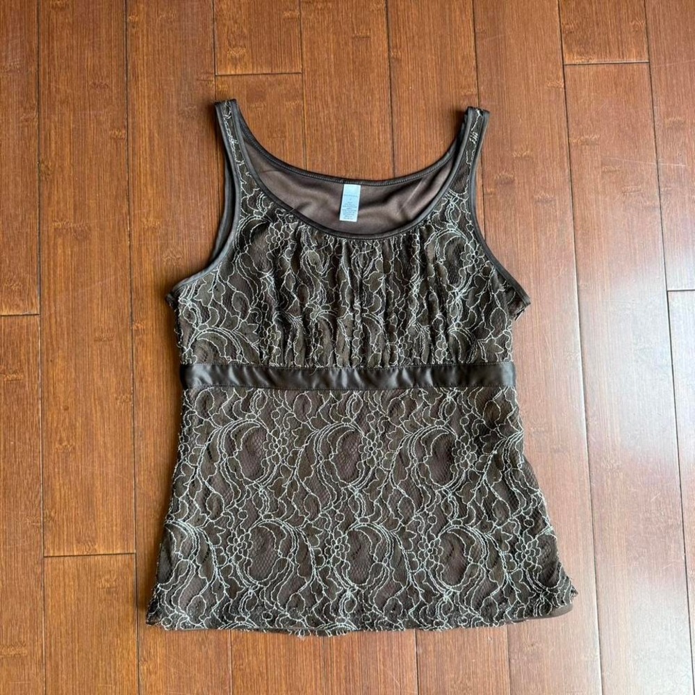 Brown‎ Lace Y2K Top